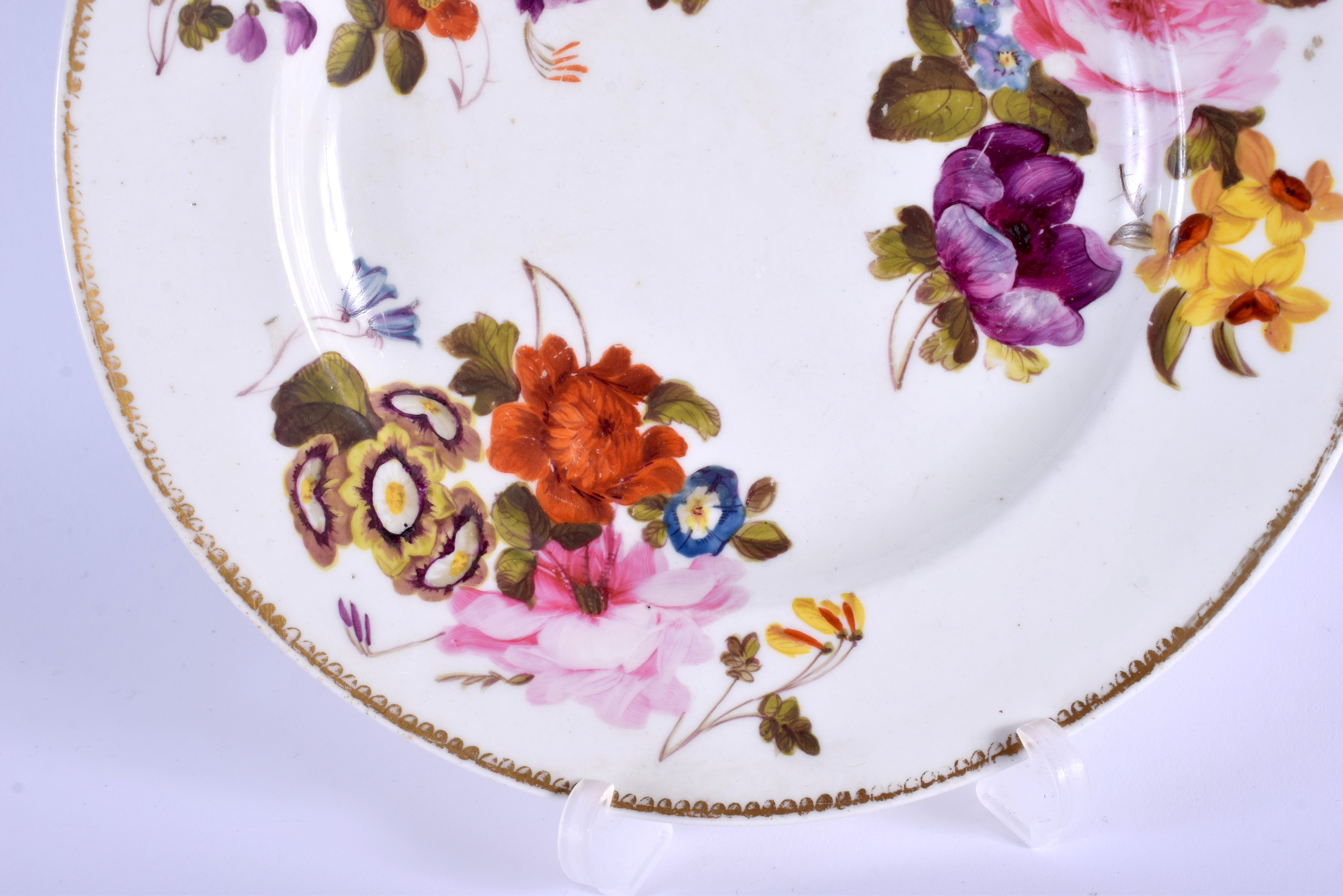 A PAIR OF EARLY 19TH CENTURY DERBY PORCELAIN PLATES painted with botanical sprays. 20 cm diameter. - Image 5 of 8