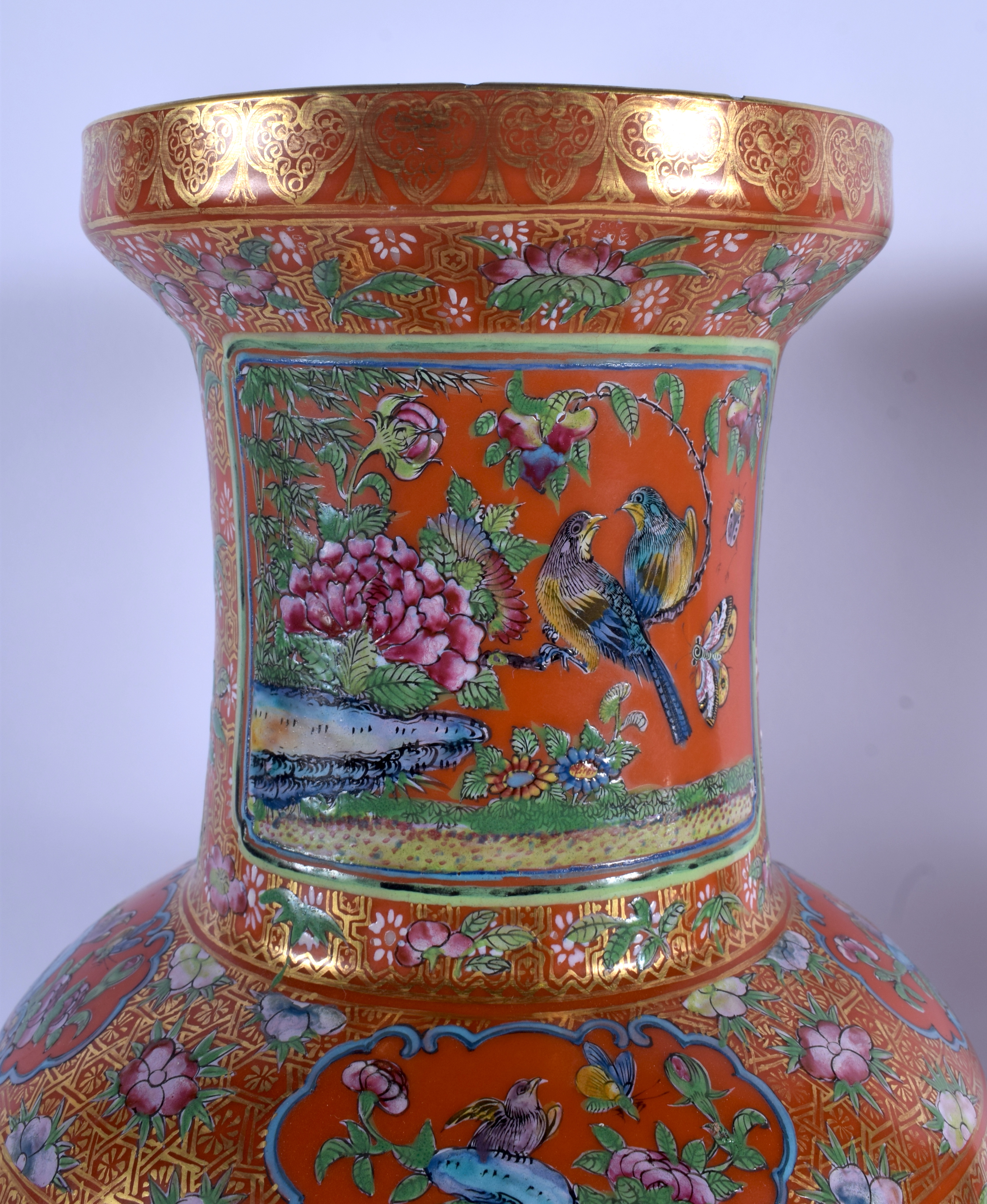 A FINE LARGE PAIR OF 19TH CENTURY CHINESE FAMILLE ROSE PORCELAIN ROULEAU VASES Daoguang, painted wit - Image 2 of 29