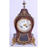 A 19TH CENTURY FRENCH BOULLE WORK BRONZE MANTEL CLOCK retailed by Charles Shapland, the case inset w