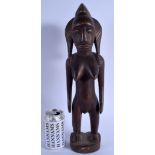 A LARGE EARLY 20TH CENTURY AFRICAN TRIBAL SENUFO FIGURE modelled as a female with breasts exposed. 4