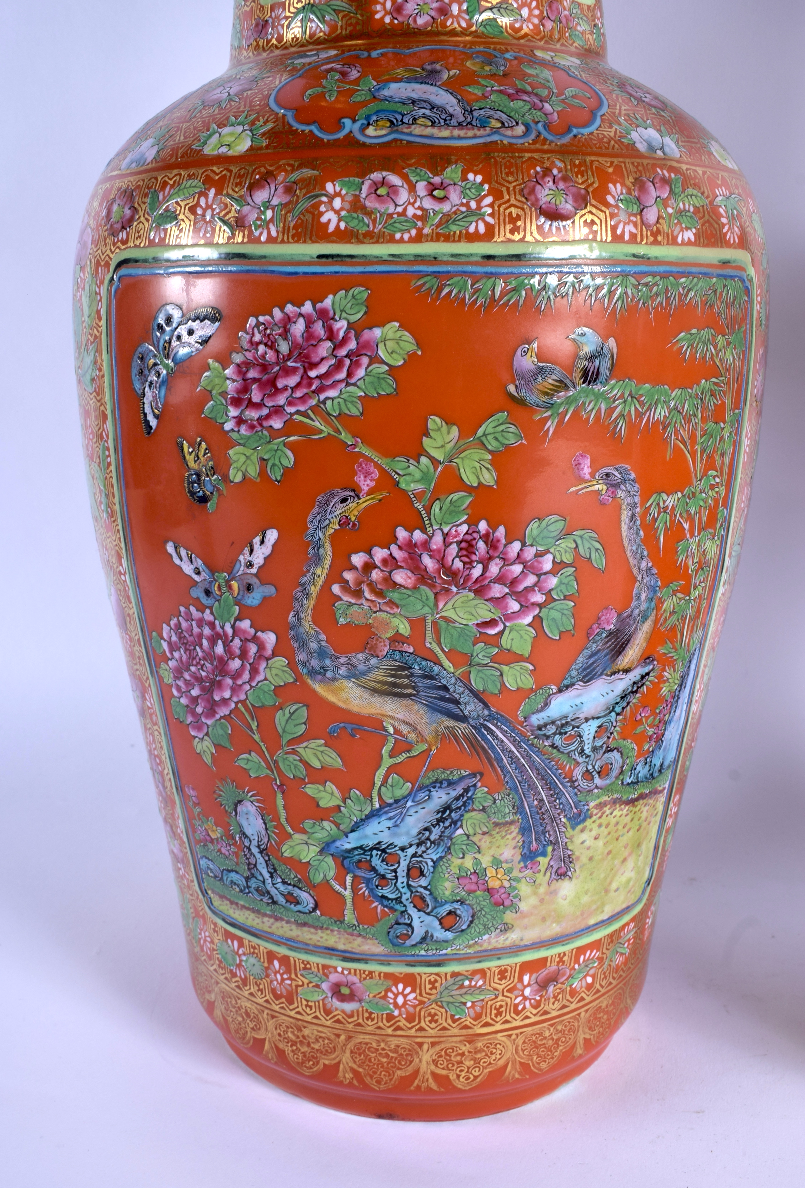 A FINE LARGE PAIR OF 19TH CENTURY CHINESE FAMILLE ROSE PORCELAIN ROULEAU VASES Daoguang, painted wit - Image 8 of 29