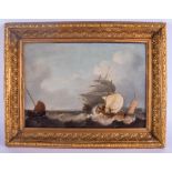 Flemish School (18th Century) Oil on board, Fishing and other boats. Image 32 cm x 20 cm.