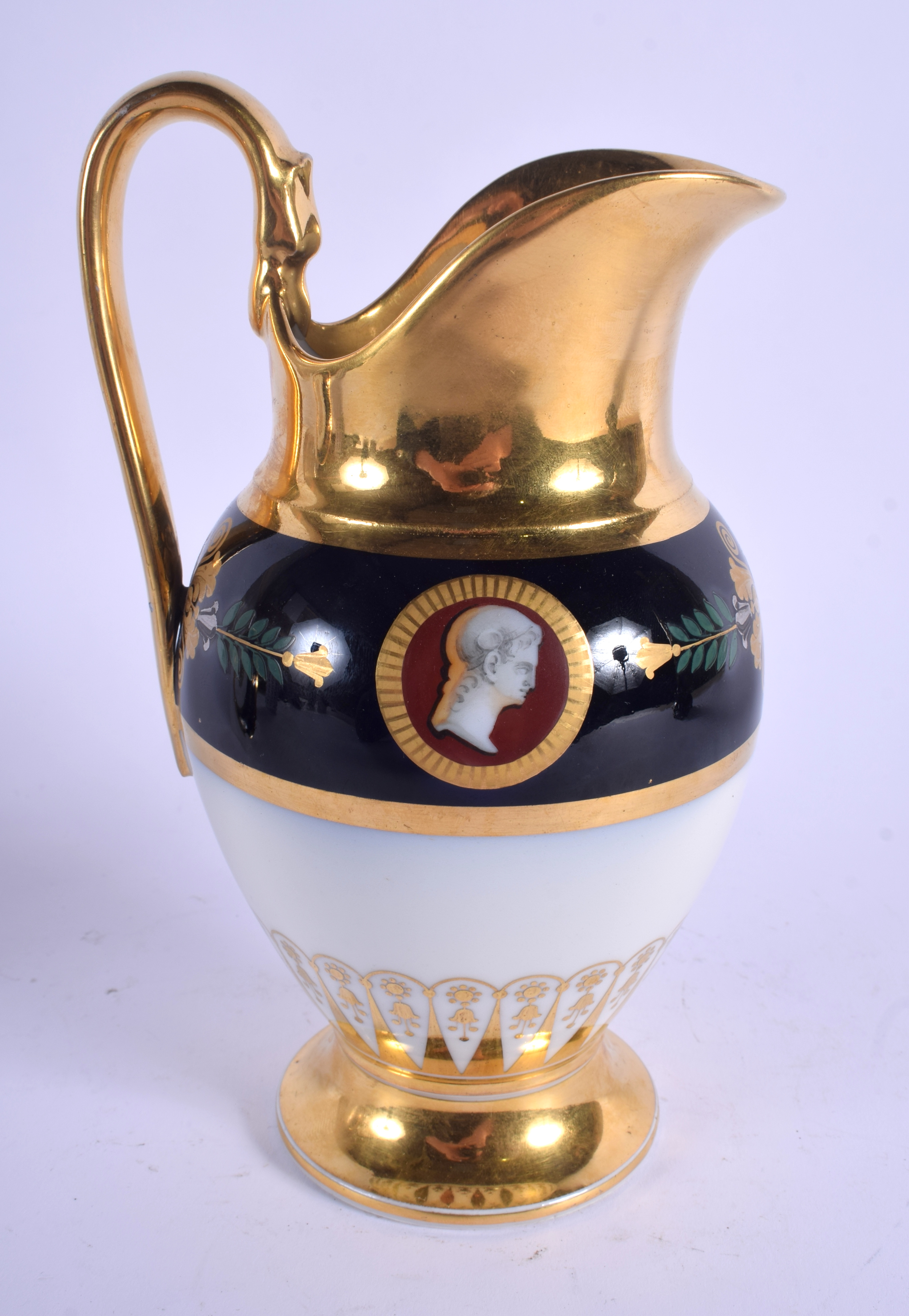 AN EARLY 19TH CENTURY RUSSIAN PORCELAIN JUG AND STAND C1830, probably Moscow or St Petersburg, paint - Image 2 of 4