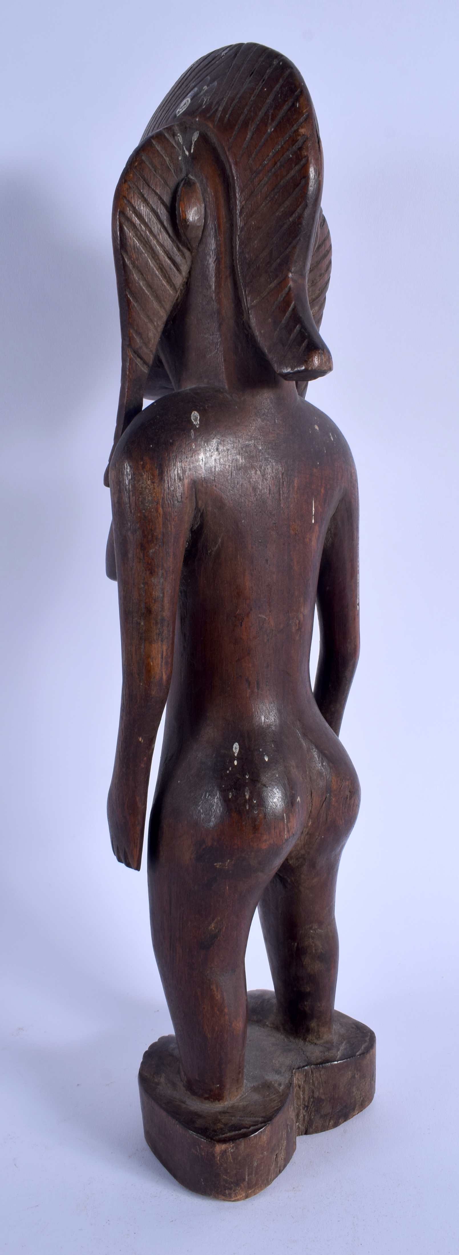 A LARGE EARLY 20TH CENTURY AFRICAN TRIBAL SENUFO FIGURE modelled as a female with breasts exposed. 4 - Image 2 of 5