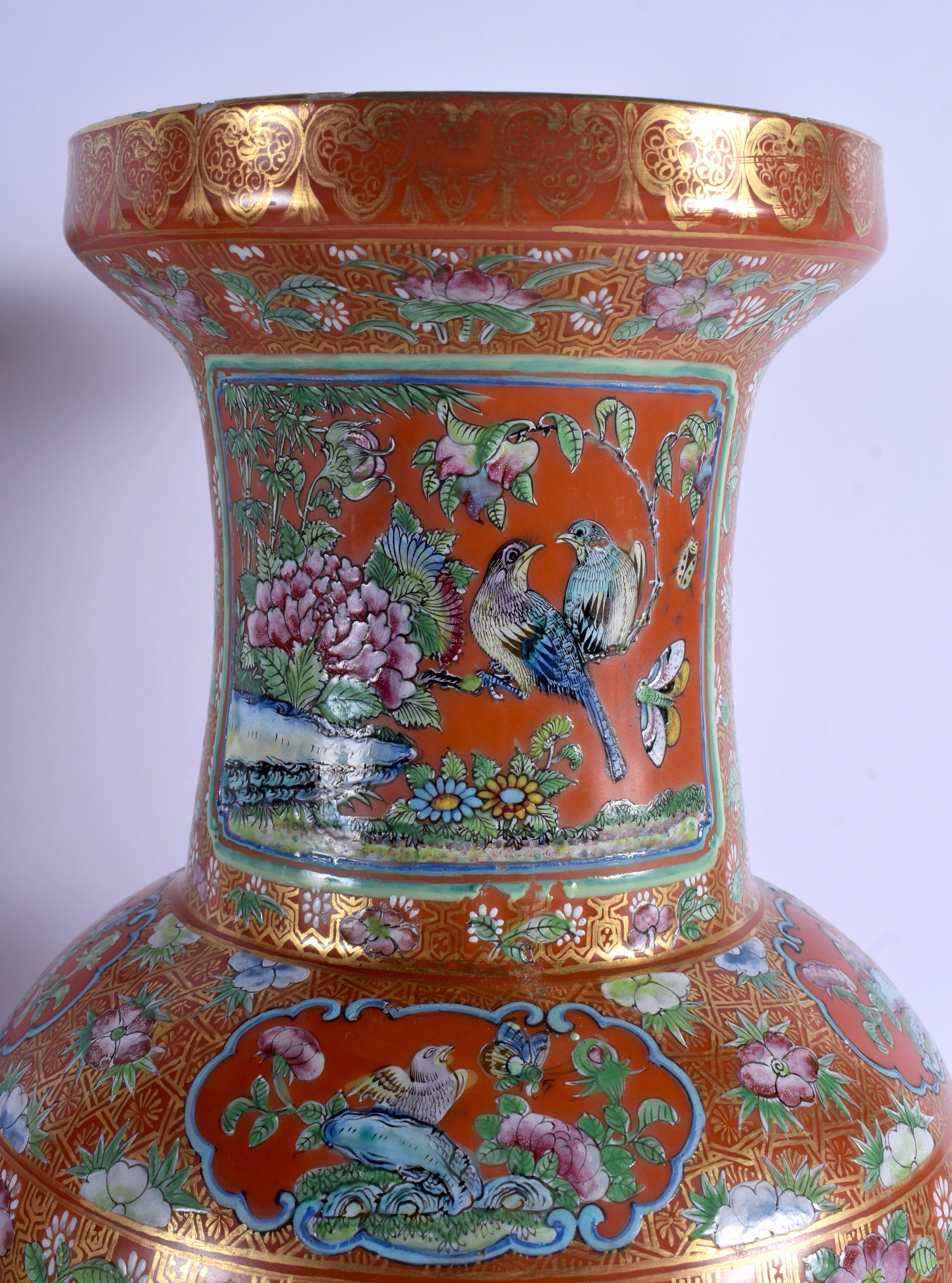 A FINE LARGE PAIR OF 19TH CENTURY CHINESE FAMILLE ROSE PORCELAIN ROULEAU VASES Daoguang, painted wit - Image 4 of 29