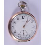 AN OMEGA SILVER POCKET WATCH. 5 cm diameter.