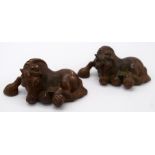 Two Japanese small bronze horses 8cm (2)