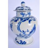 A 19TH CENTURY CHINESE BLUE AND WHITE PORCELAIN JAR AND COVER Kangxi style, painted with females wit