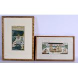 TWO EARLY 20TH CENTURY MIDDLE EASTERN PERSIAN PAINTINGS. Largest image 19 cm x 10 cm. (2)