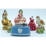 Collection of figures Coalport, Royal Worcester and Wedgwood largest 13 cm (7).