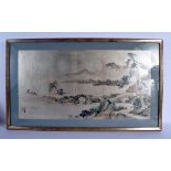 A PAIR OF EARLY 20TH CENTURY CHINESE INK WORK WATERCOLOUR LANDSCAPE by Yen Hui, depicting landscapes