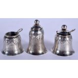 A LATE 19TH CENTURY CHINESE EXPORT SILVER CONDIMENTS bearing Guang Ji trade mark to base. 98 grams o