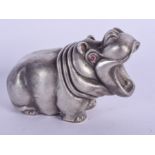 A CONTINENTAL SILVER HIPPO. 70 grams. 8 cm x 3.5 cm.