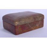 A 19TH CENTURY CHINESE CARVED SOAPSTONE BOX AND COVER Qing. 9 cm x 6 cm.