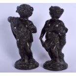 French School (19th Century) Bronze, Pair of putti. 19 cm high.