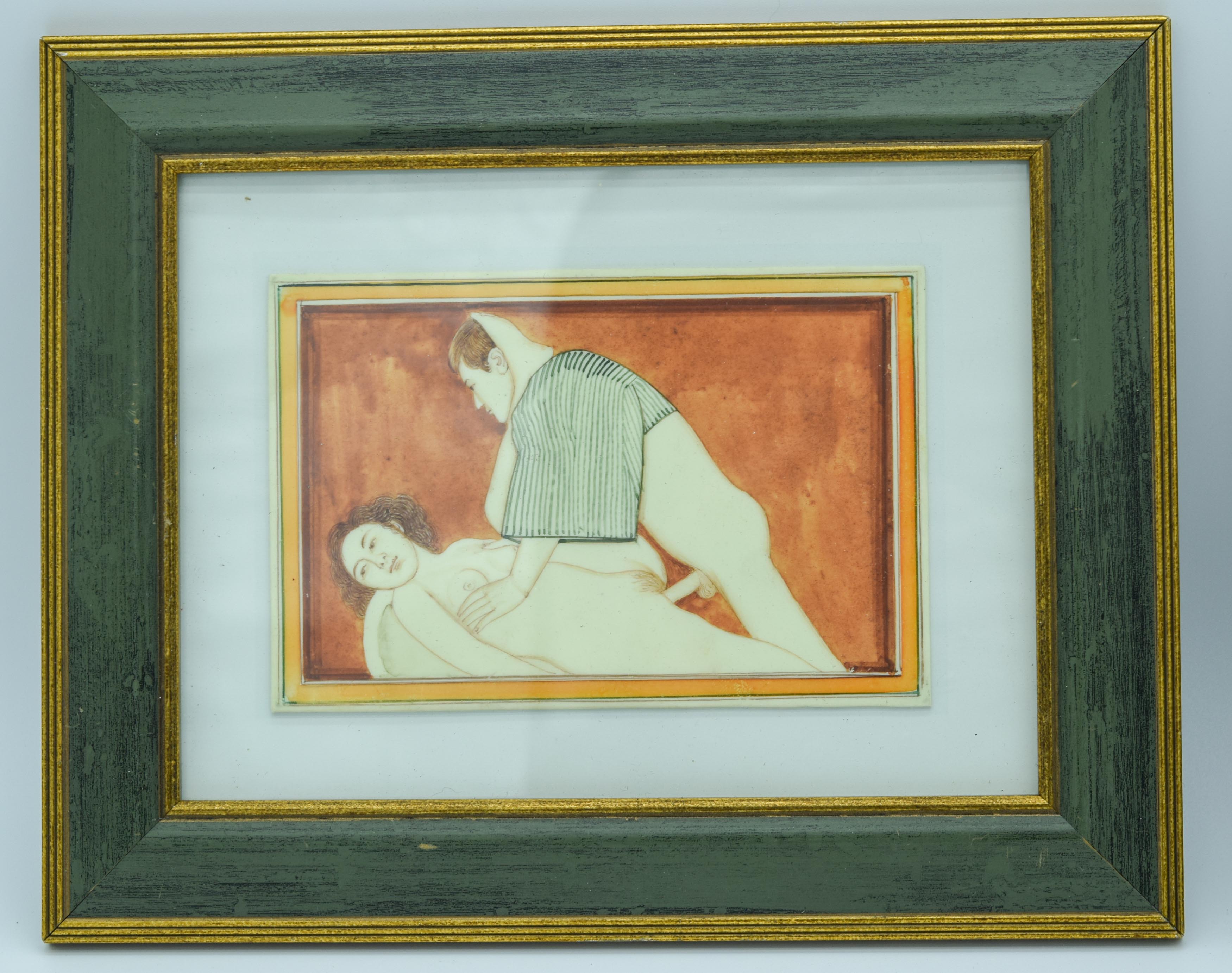 Two framed erotic pictures 10 x 15cm (2). - Image 3 of 3