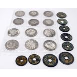 A group of Chinese white metal coins and tokens (21).
