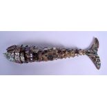 AN EARLY 20TH CENTURY CONTINENTAL CARVED ABALONE SHELL FISH of articulated form. 40 cm long.