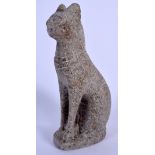 A 19TH CENTURY EGYPTIAN GRAND TOUR CARVED STONE FIGURE OF A CAT modelled in the antiquity style. 22.