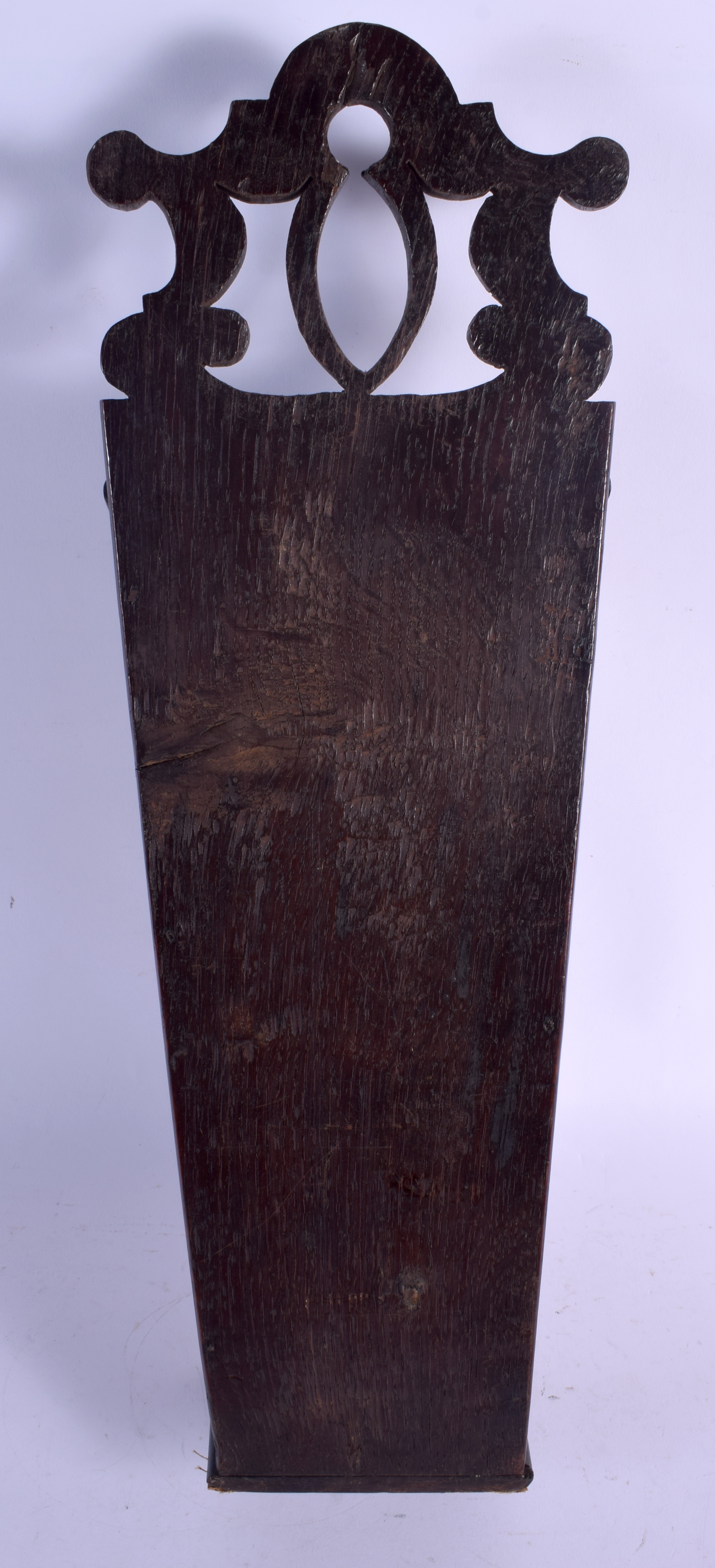 AN ANTIQUE OAK CANDLE BOX. 47 cm x 15 cm. - Image 3 of 3