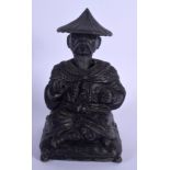 A MID 19TH CENTURY PAINTED SPELTER NODDING FIGURE modelled as a Chinese man. 13 cm high.