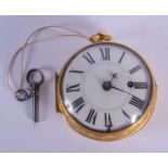 AN 18TH CENTURY FRENCH GILT METAL ONION POCKET WATCH. 152 grams overall. 5.5 cm wide.