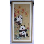 Chinese School (20th Century) Watercolour, Pandas. Image 70 cm x 28 cm.