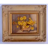 British School (C1930) Oil on board, Yellow flowers. Image 16 cm x 13.5 cm.