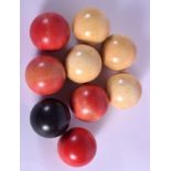 ASSORTED ANTIQUE IVORY SNOOKER BALLS. 550 grams. 3.5 cm wide. (9)