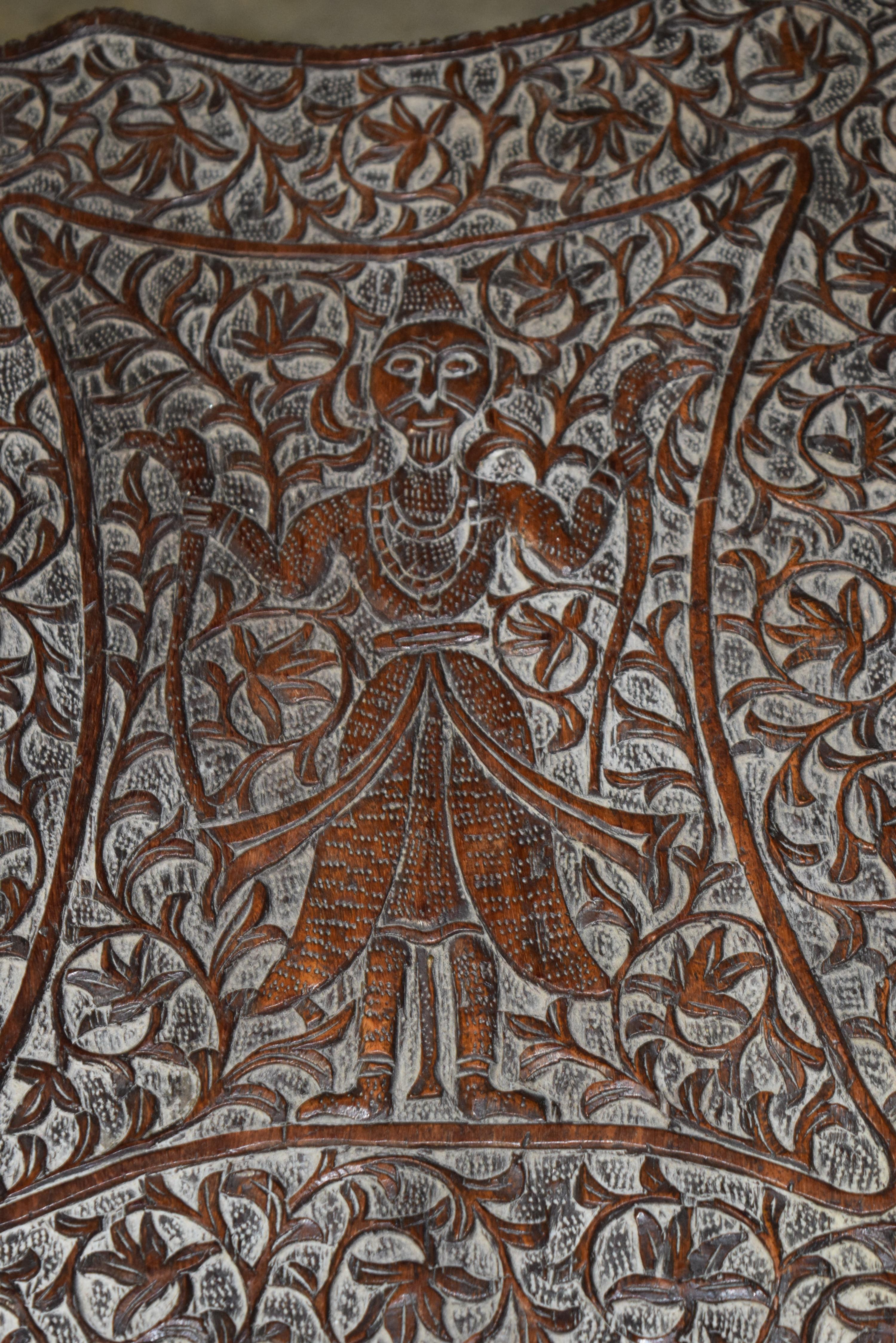 A small Anglo Indian carved wooden table 60 x 48 cm. - Image 2 of 4