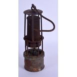 A RARE MINERS SAFETY LAMP. 26 cm high excluding hanging.