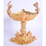 A CONTEMPORARY TWIN HANDLED BRONZE CENTREPIECE. 22 cm x 16 cm.