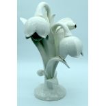 A white porcelain lamp in the shape of a tulip plant 48 x 33cm.