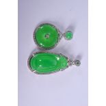 TWO CHINESE JADE PENDANTS. 32 grams. 6 cm x 3 cm. (2)