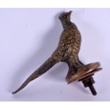 A 19TH CENTURY EUROPEAN BRONZE PHEASANT CAR MASCOT. 10 cm x 6.5 cm.