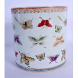 AN EARLY 20TH CENTURY CHINESE FAMILLE ROSE BRUSH POT Guangxu mark and period, painted with butterfli