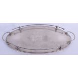 AN ART DECO SILVER PLATED BILLIARD TROPHY TRAY. 49 cm x 23 cm.