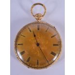 AN ANTIQUE EUROPEAN REPEATING GOLD POCKET WATCH. 68 grams overall. 5 cm diameter.