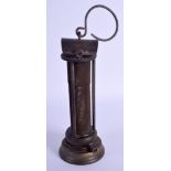 A HARDY PATENT MINERS LAMP. 24 cm high excluding hanging.