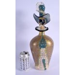 A VERY UNUSUAL 1950S VENETIAN MURANO GLASS DECANTER AND STOPPER formed as a bird like figure wearing