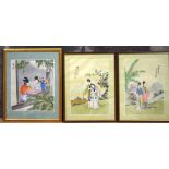 Set of three framed Chinese watercolours depicting female. (3)
