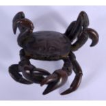 TWO JAPANESE BRONZE OKIMONO modelled as crabs. 3.5 cm wide. (2)