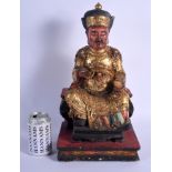 A LARGE 19TH CENTURY CHINESE GILTWOOD FIGURE OF AN IMMORTAL Qing. 44 cm x 30 cm.