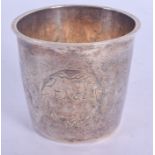 AN 18TH CENTURY CONTINENTAL SILVER BEAKER. 41 grams. 5.5 cm x 6.5 cm.