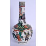 A 19TH CENTURY CHINESE FAMILLE VERTE PORCELAIN BULBOUS VASE Kangxi style, painted with figures withi