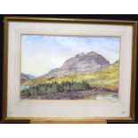 D Reid Framed watercolour of Liathach mountain scene 35 x 54cm.