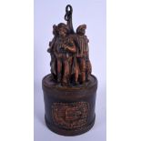 AN ANTIQUE AUSTRIAN TOBACCO JAR AND COVER in the form of standing sailors. 29 cm high.
