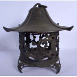 A 19TH CENTURY JAPANESE MEIJI PERIOD BRONZE LANTERN of openwork form. 28 cm x 21 cm.