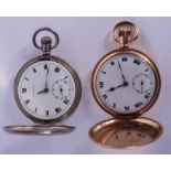 TWO ANTIQUE FULL HUNTER POCKET WATCHES. 5.25 cm diameter. (2)