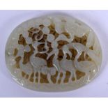 A CHINESE CARVED JADE PLAQUE 20th Century. 7 cm x 5.25 cm.